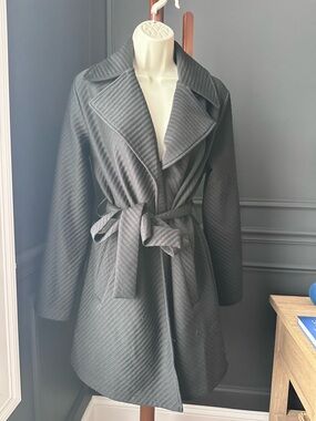 STEVE MADDEN Knit The Waist Jacket Classic Belted Coat Black XS